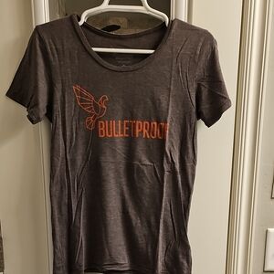 Bulletproof Gray T-Shirt with Orange Logo - Medium